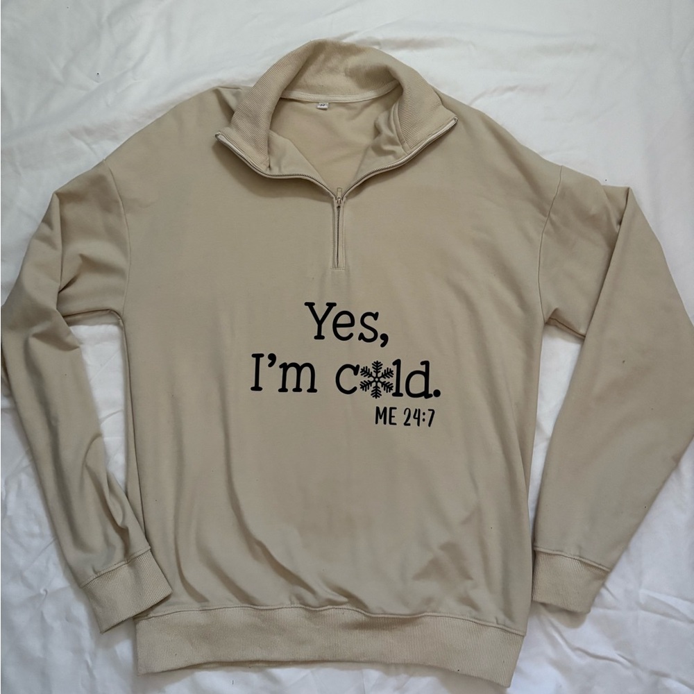 Beige Half-Zip women’s Sweatshirt